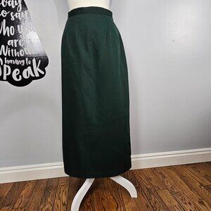 Simon Ellis Vintage Union Tailored Flat Front Green Lined Pencil Midi Skirt
